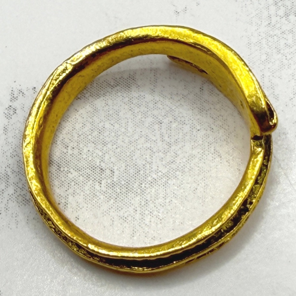 Gold Tone Wrap Ring Feather Design Pinky Ring Size 4.5 - Picture 3 of 5
